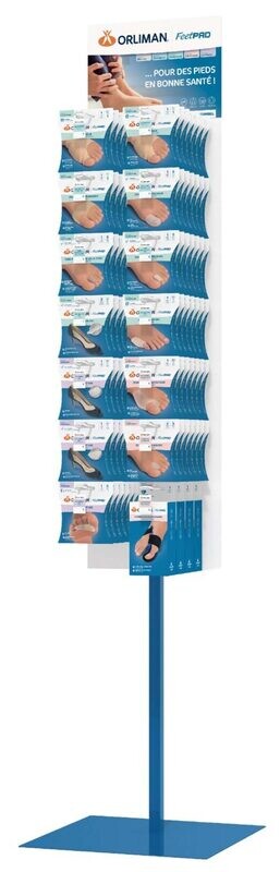 PRÉSENTOIR DE SOL ORLIMAN FEETPAD® AVEC PRODUITS