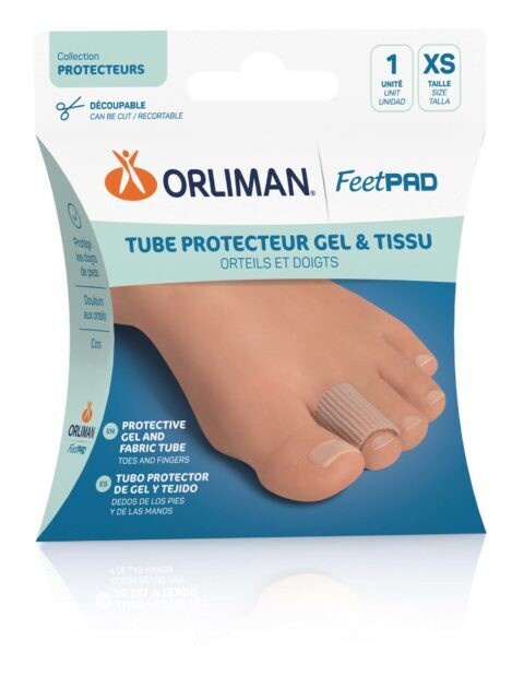 TUBE PROTECTEUR GEL ET TISSU ORTEILS ET DOIGTS ORLIMAN FEETPAD®