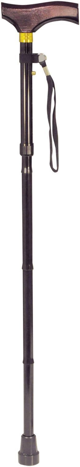 Canne de marche pliable avec manche en bois