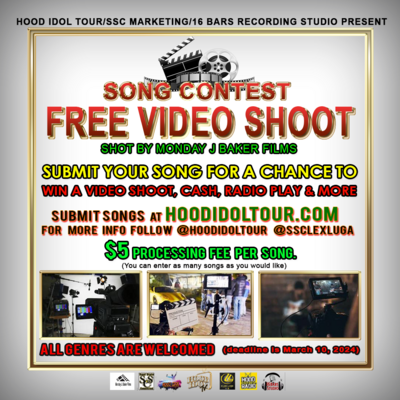 Platinum package for FREE VIDEO SHOOT- up to 5 songs submitted, radio & more included)