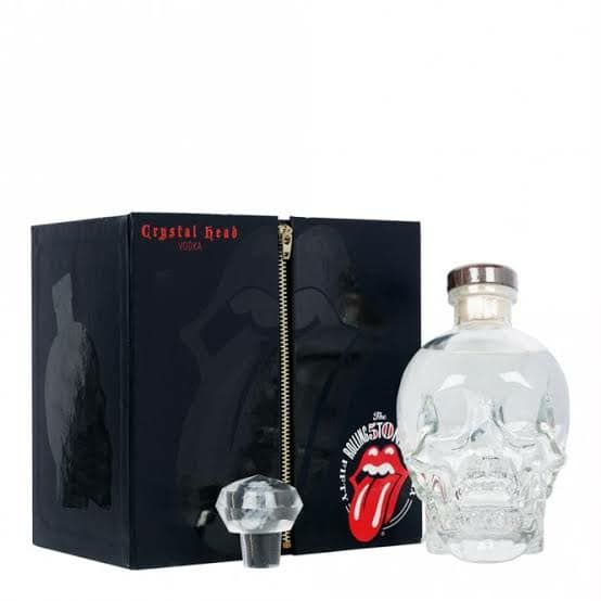 EMPTY BOTTLE OF ROLLING STONES 50TH ANNIVERSARY CRYSTAL HEAD
