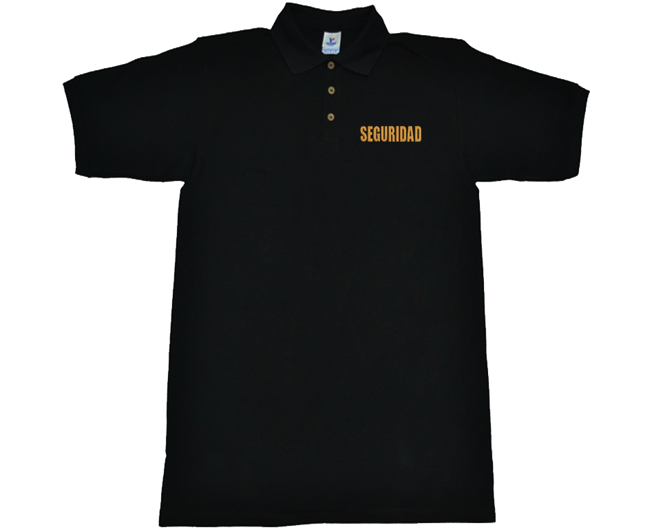 Playera negra tipo polo bordado SEGURIDAD manga corta y larga.