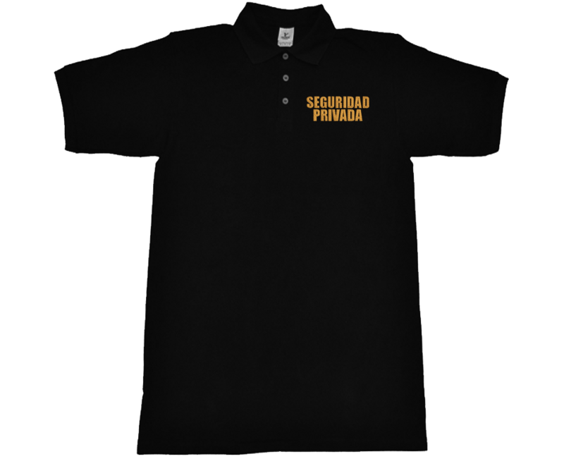 Playera negra tipo polo bordado SEGURIDAD PRIVADA manga corta y larga.