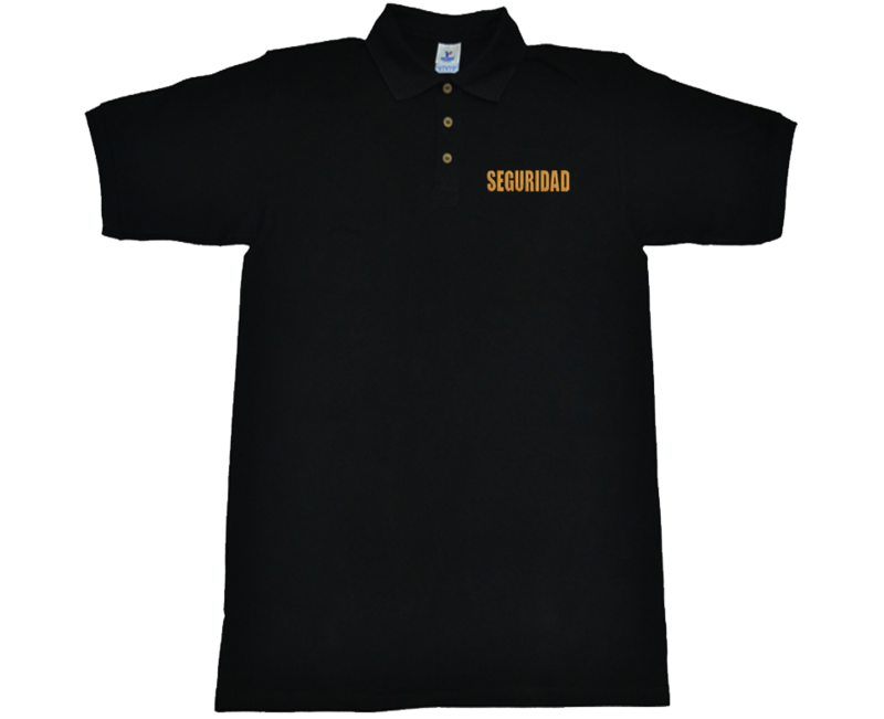 Playera negra tipo polo bordado SEGURIDAD manga corta y larga.