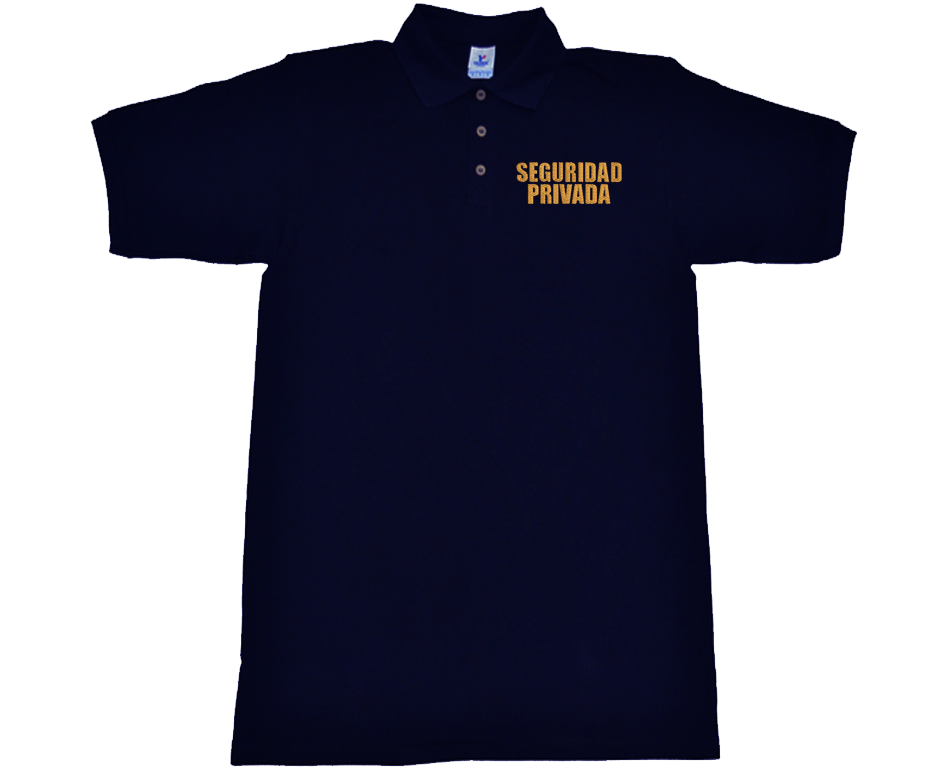 Playera azul marino tipo polo bordado SEGURIDAD PRIVADA MANGA CORTA Y LARGA.