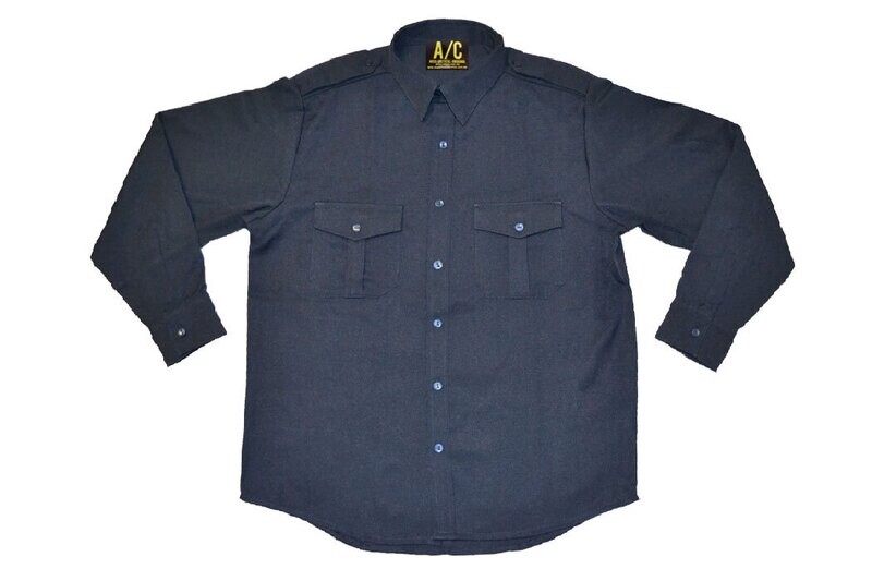 Camisa azul marino lisa manga larga