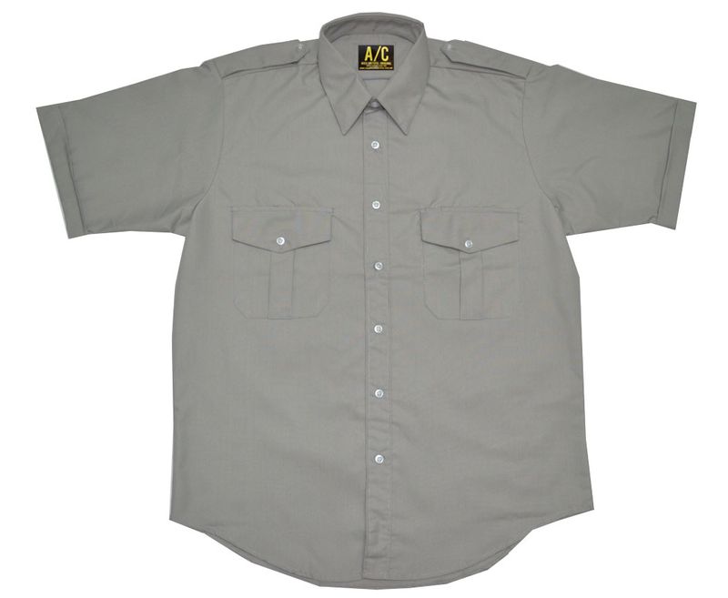 Camisa gris perla lisa manga corta
