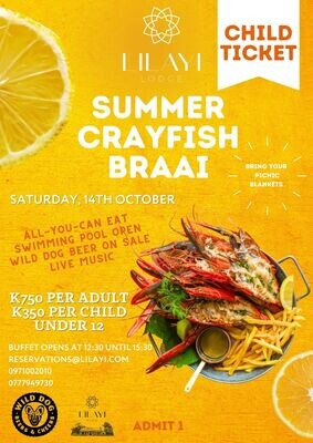 CHILD TICKET- Summer Crayfish Braai