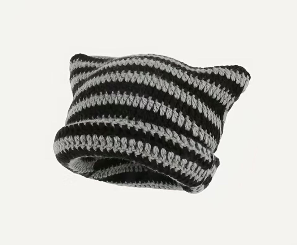 Little Black Devil  Stripe Beanie