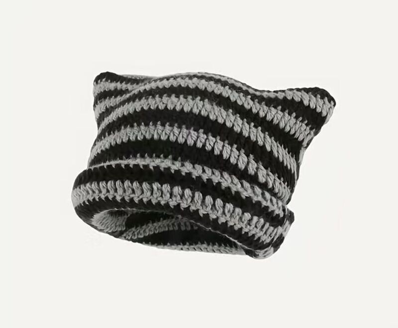 Little Black Devil  Stripe Beanie