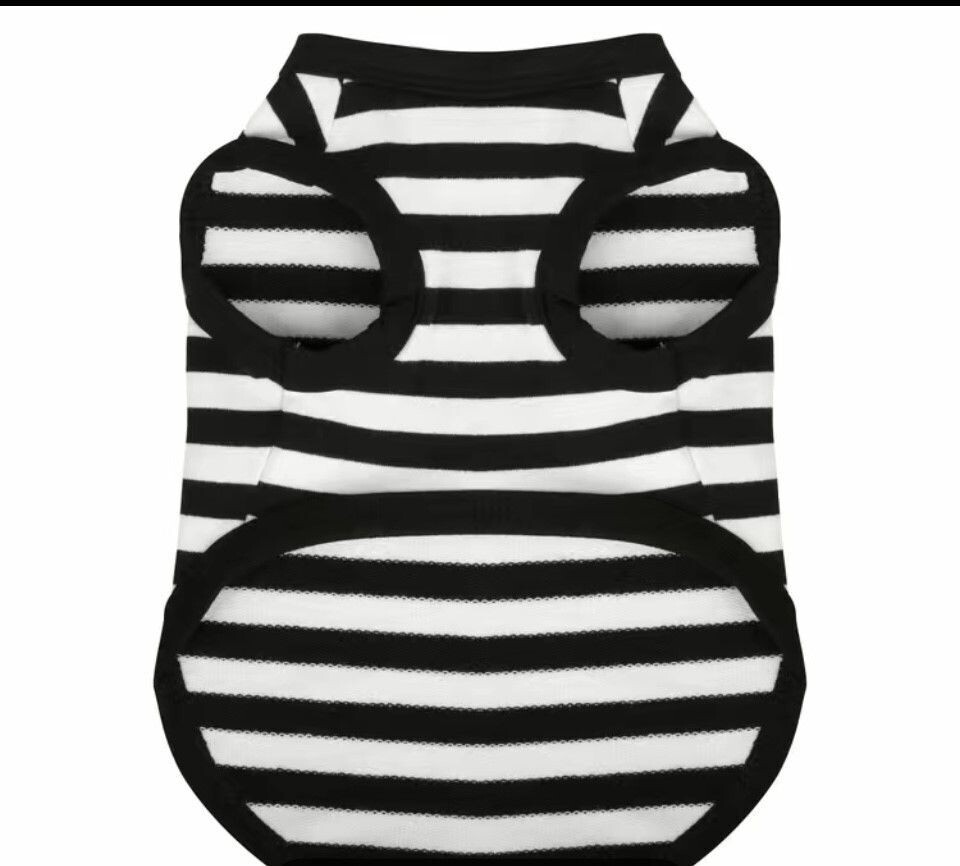 Stripe White Doggie Tee Medium