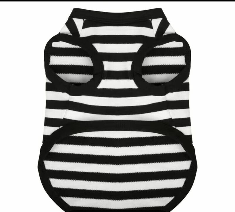 Stripe White Doggie Tee Large