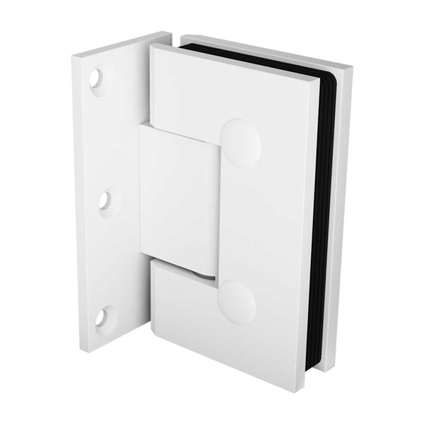 offset glass to wall white hinge