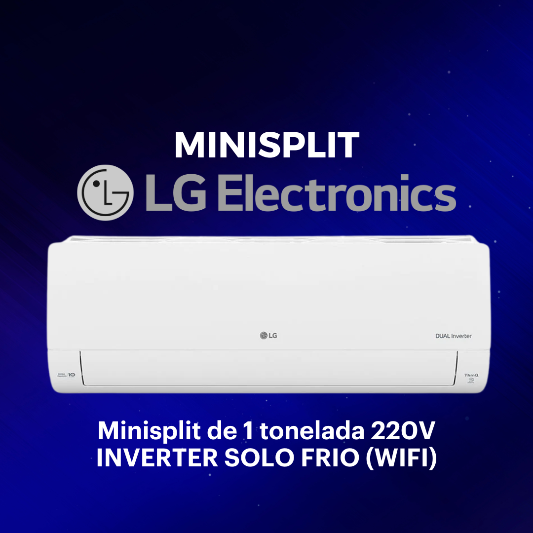 MINISPLIT LG 1 TON 220V SOLO FRIO ACABADO BLANCO DUAL INVERTER (WIFI)
