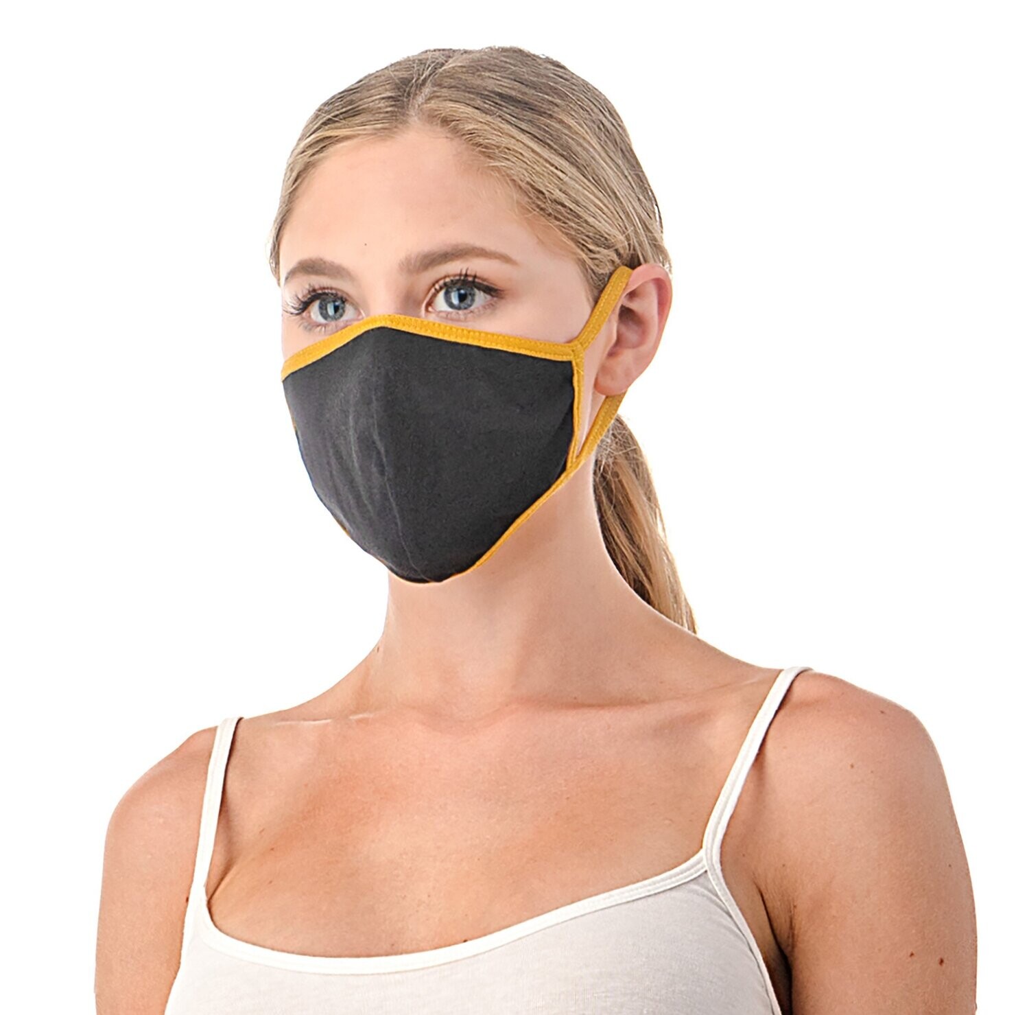 Gold Trim Reuseable/Washable Organic Cotton Face Mask, Unisex Face