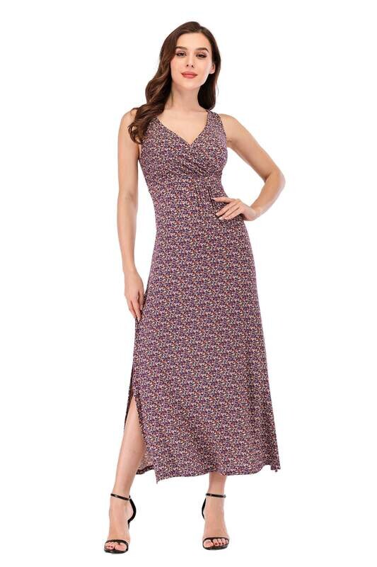 Calison Women&#39;s Sleeveless V-Neck Maxi Dress with Slit