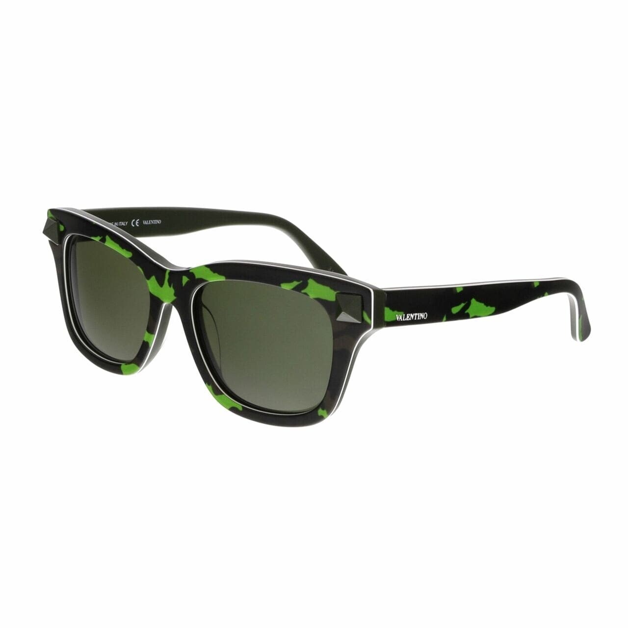 Valentino V670SC-309 Fluorescent Green Square Black Lens Plastic Sunglasses