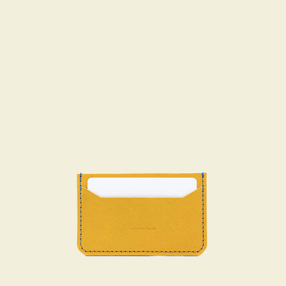 Yellow and blue leather card holder