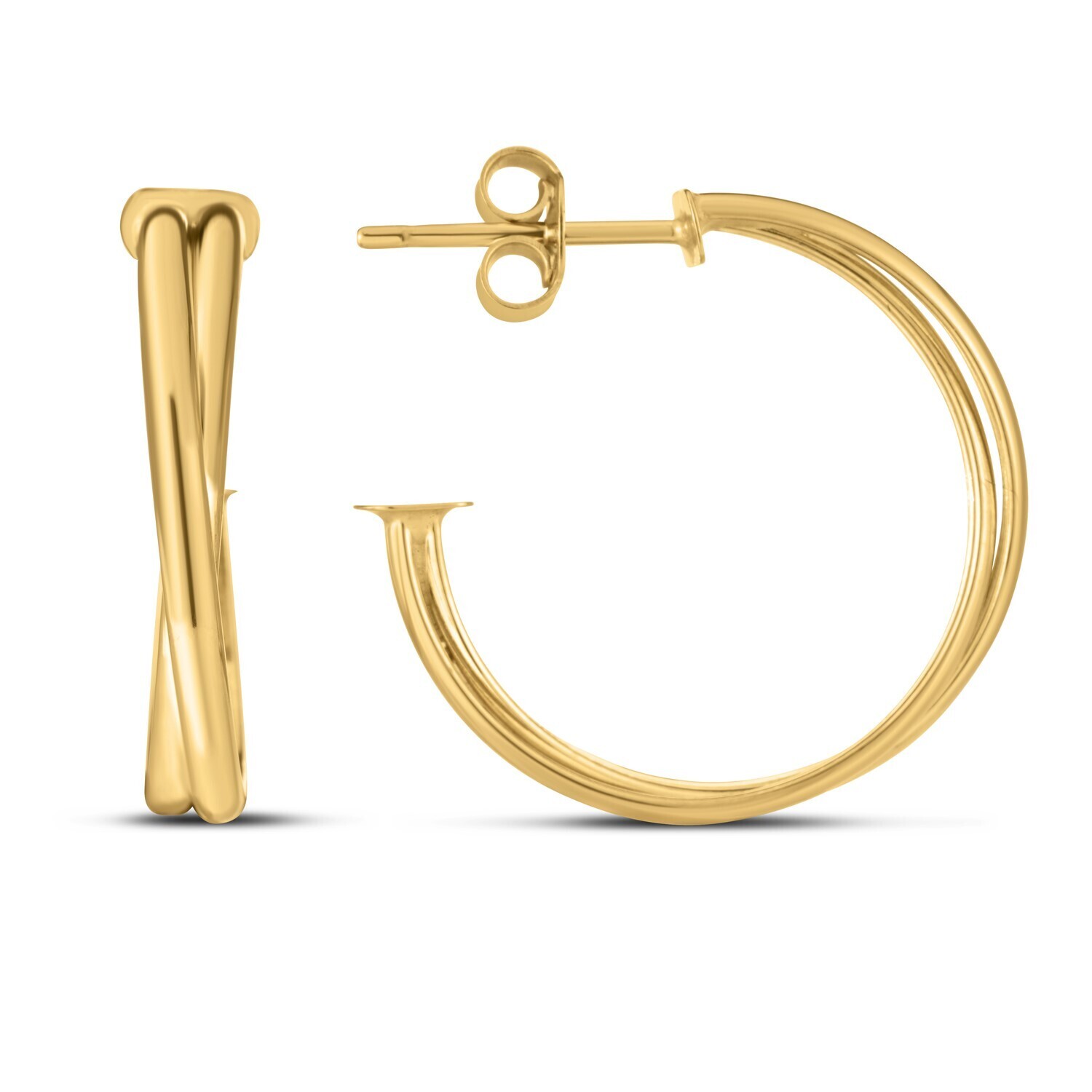 14k Yellow Gold Large Crossover Hoops