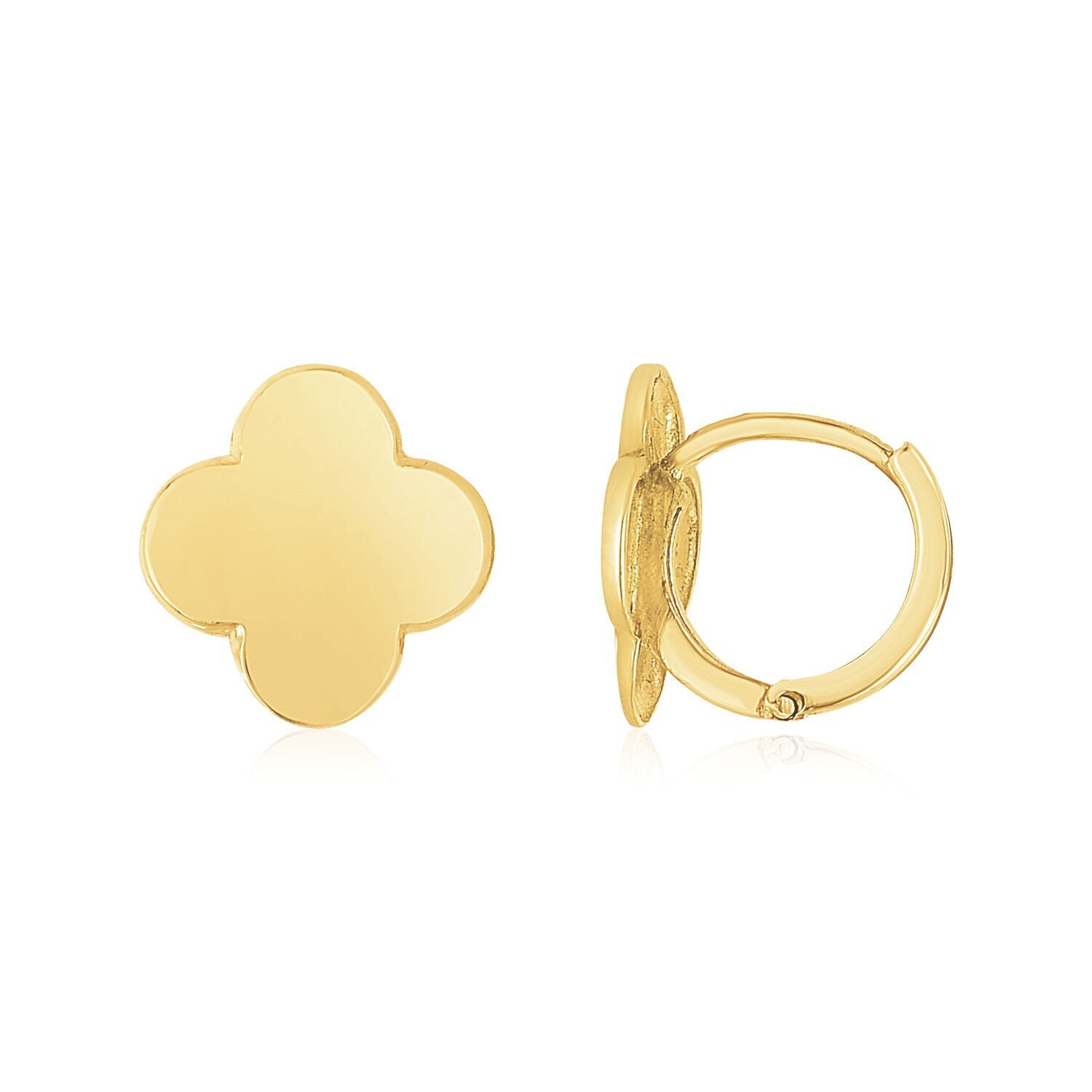 14K Yellow Gold Polished Clover Stud Earrings