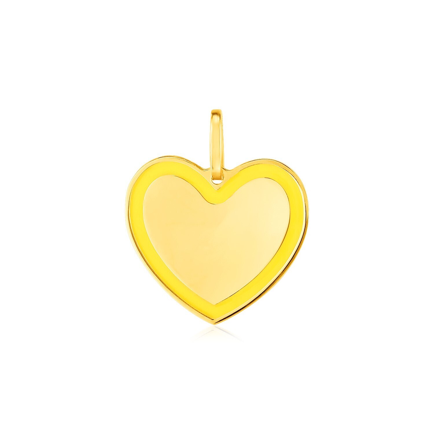14k Yellow Gold and Yellow Enamel Heart Pendant