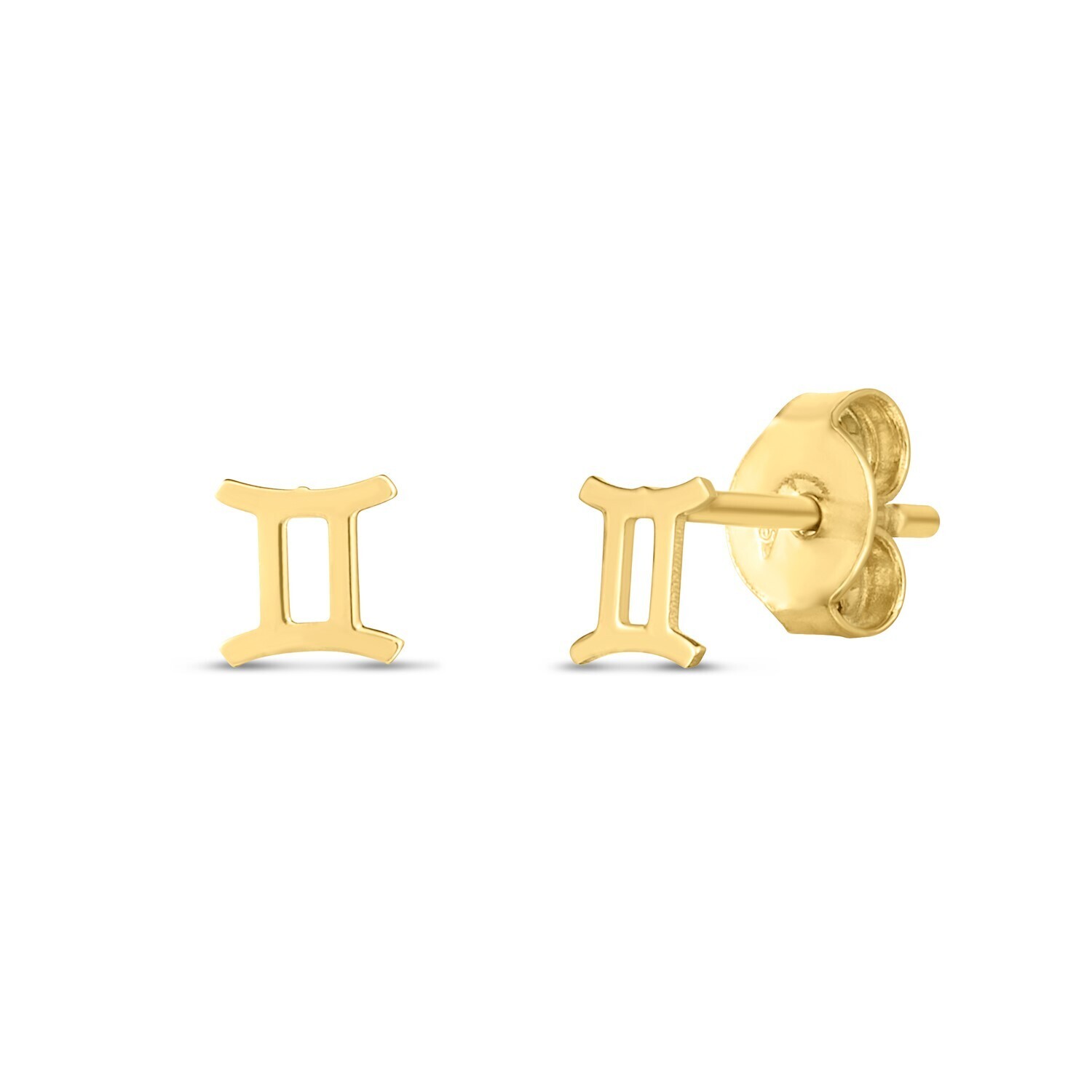 14K Yellow Gold Gemini Stud Earrings