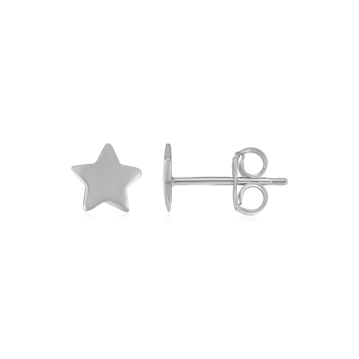 14k White Gold Post Earrings with Stars
