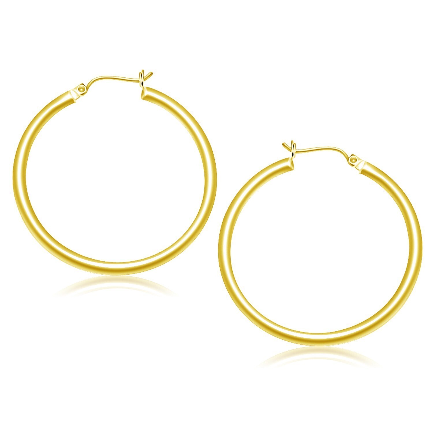 10k Yellow Gold Polished Hoop Earrings (40 mm)