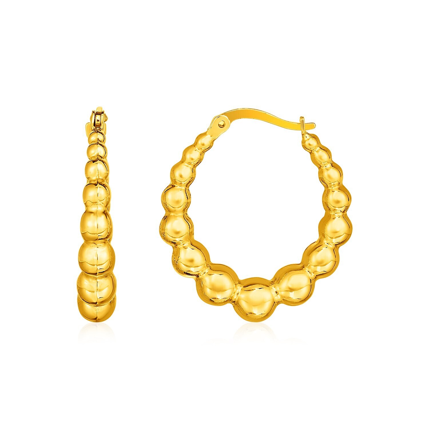 14k Yellow Gold Graduated Sphere Hoop Earrings