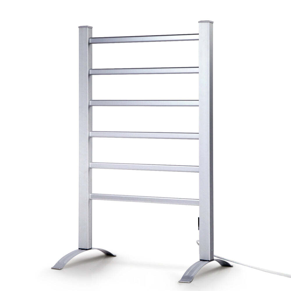 Devanti Electric Heated Towel Rail Rails Warmer Rack Aluminium 6 Bars