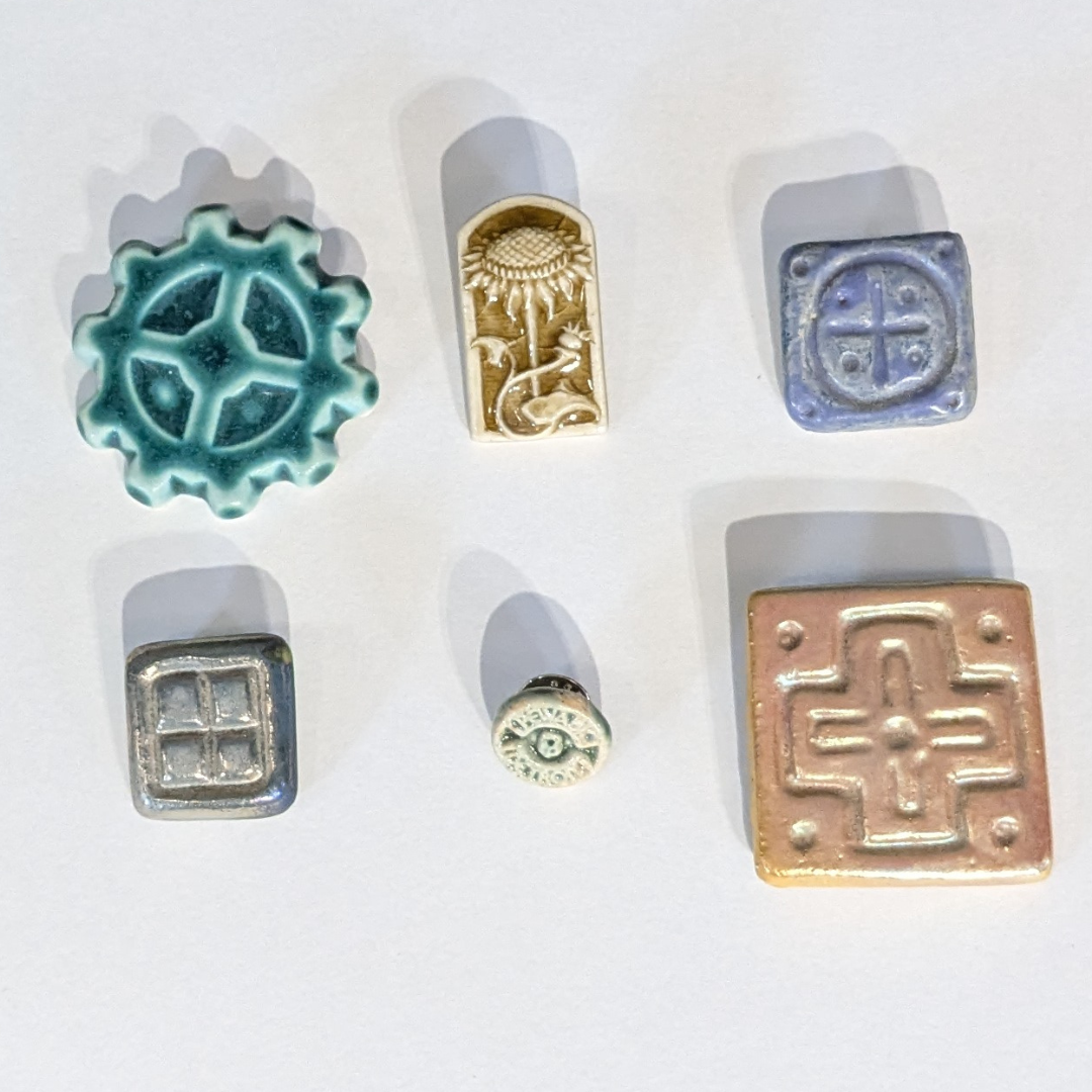 Six Pewabic Pottery Brooches & Pins