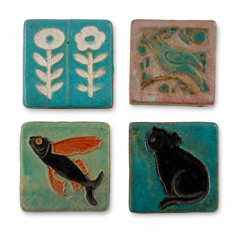 4 Pewabic Pottery Tiles