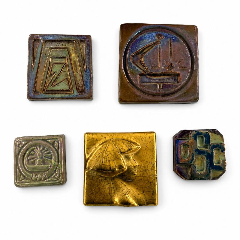 5 Pewabic Pottery Tiles