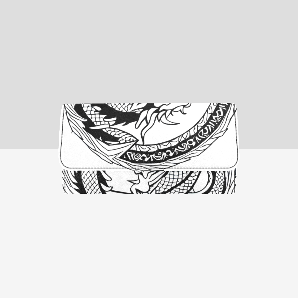 BLACK & WHITE DRAGON Trifold Long Clutch Wallet
