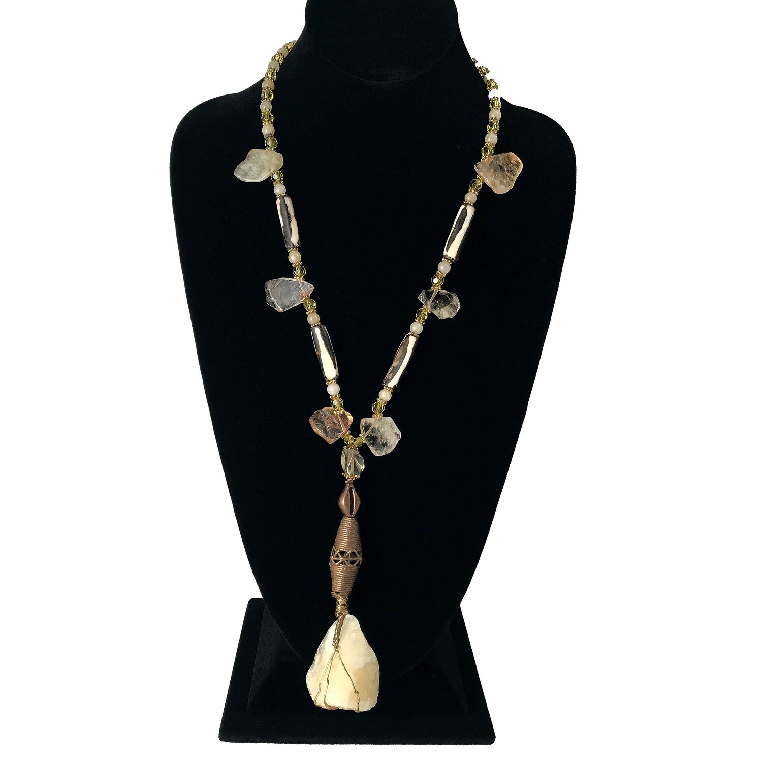 Raw Citrine Bohemian Statement Necklace