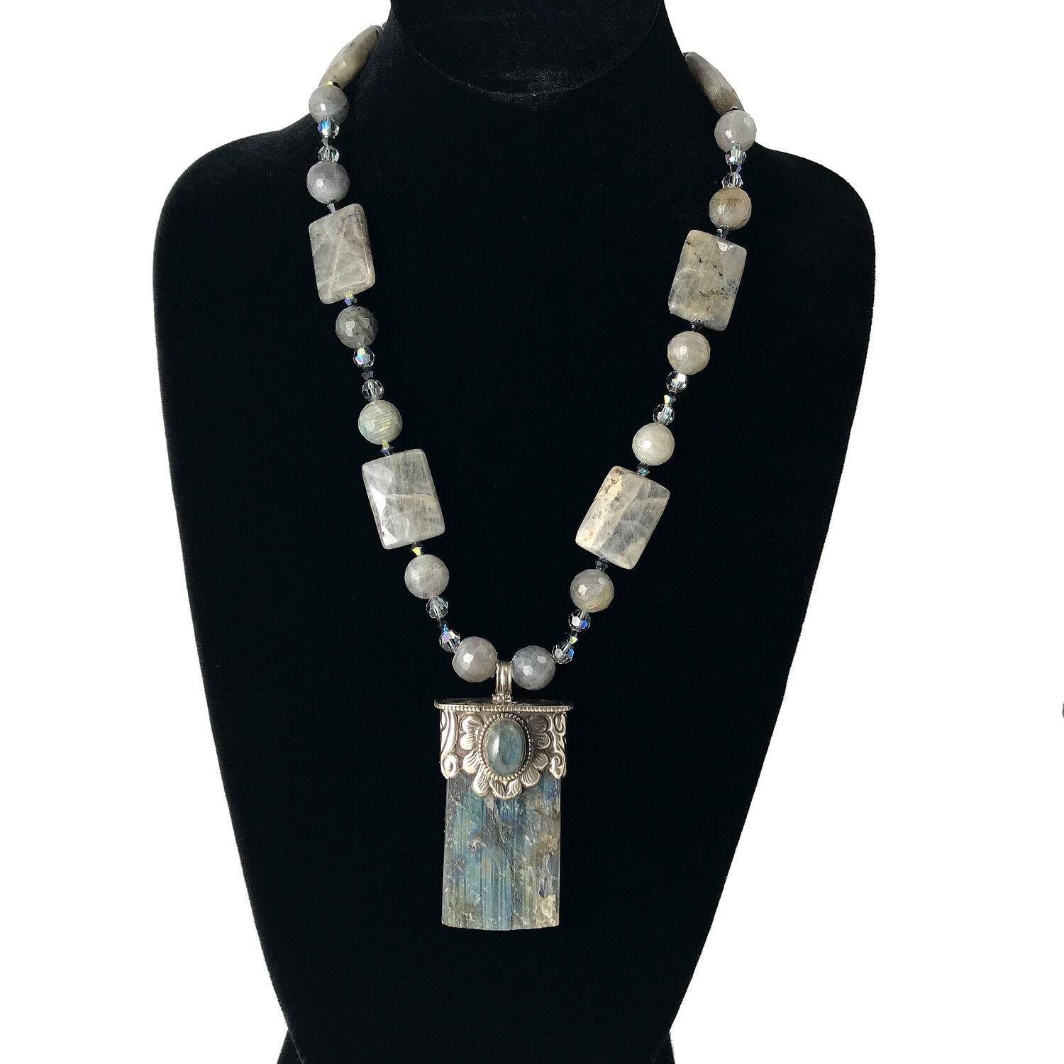Bold  Labradorite Pendant Gemstone Statement Necklace
