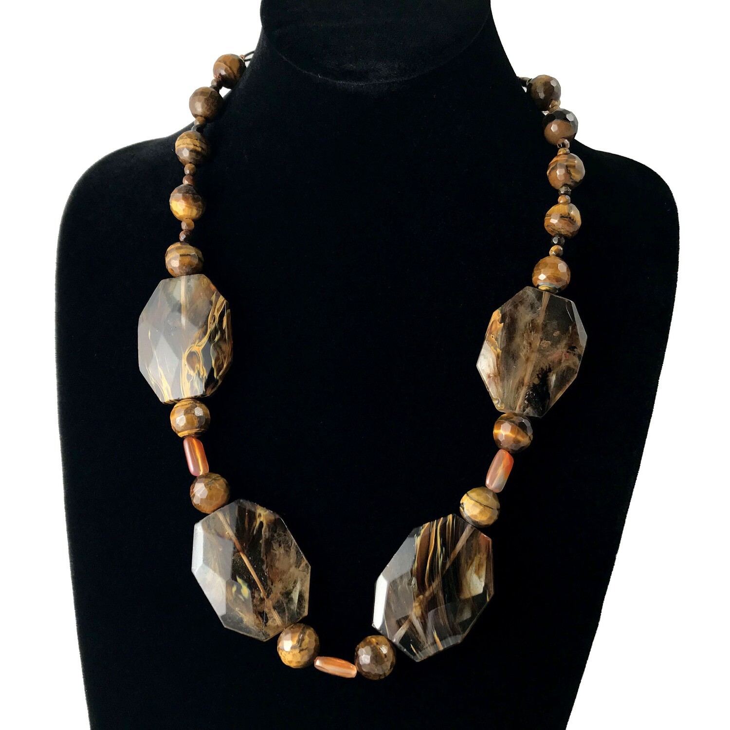 Handmade Fire Tiger Eye Gemstone Necklace