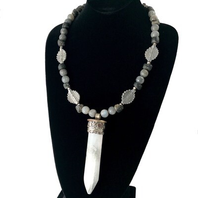 Moonlight Glow Selenite Pendant and Labradorite Necklace