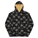 Gold Flowers on Black Recycled Unisex Hoodie