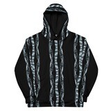 Blue Vine Stripes on Black Recycled Unisex Hoodie