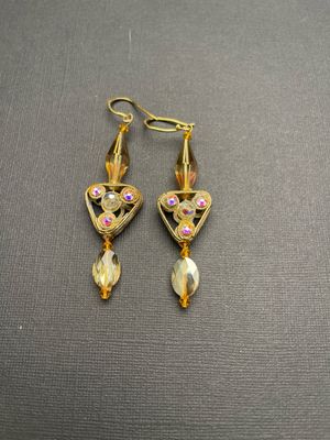 Ghanaian Metal &amp; Topaz Beads Earrings