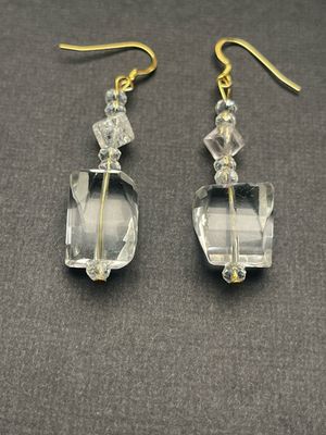 Clear, Quartz, Earrings, Gold Ear Wire