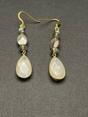 Labradorite, Opal, Gold Ear Wire