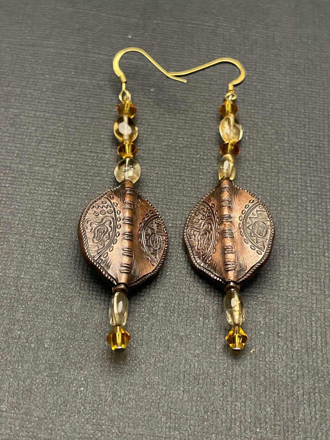 Citrine, Topez, Brass African Bead