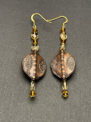 Citrine, Topez, Brass African Bead