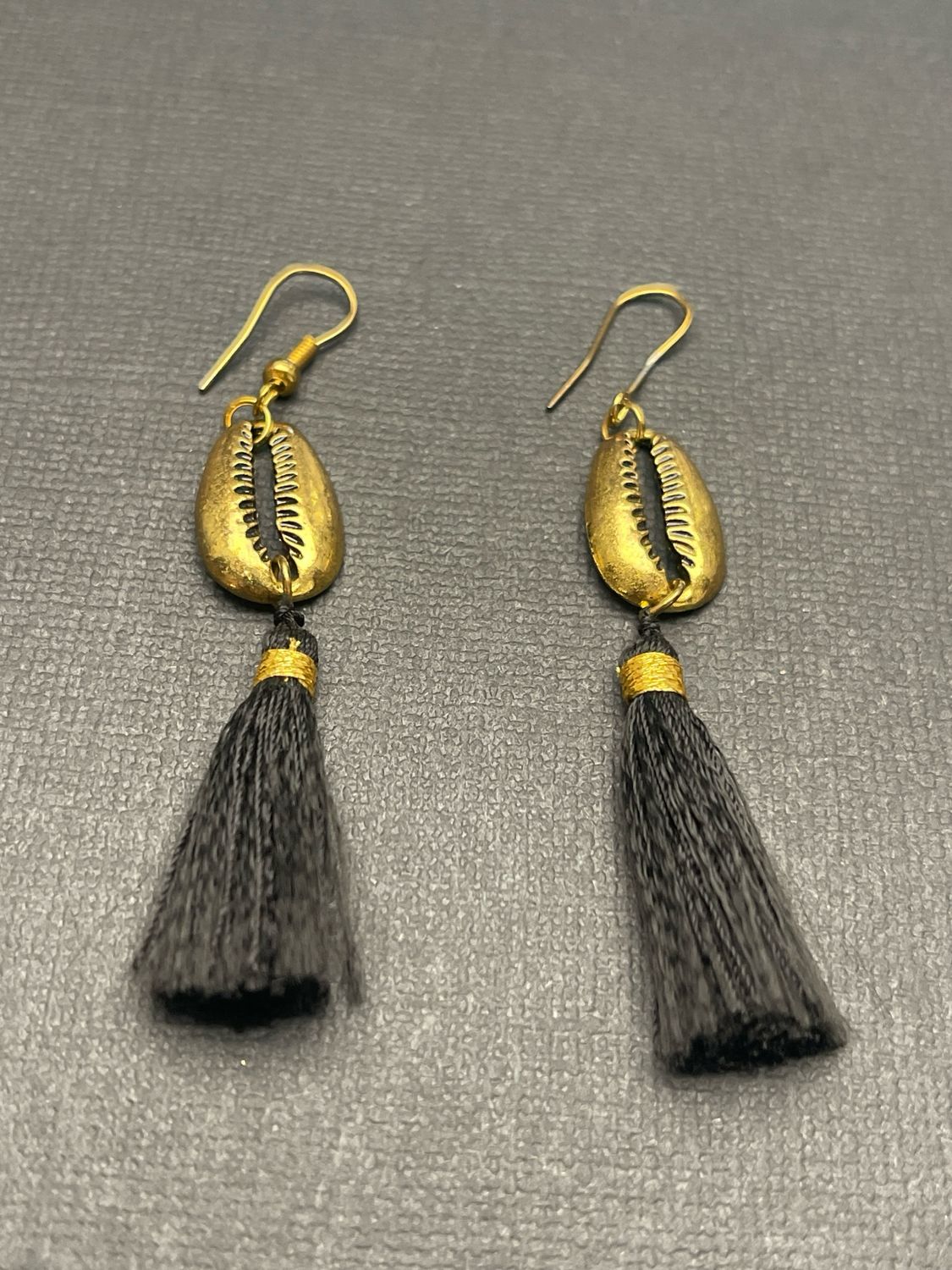 Brass Cowrie Shell Earrings.
