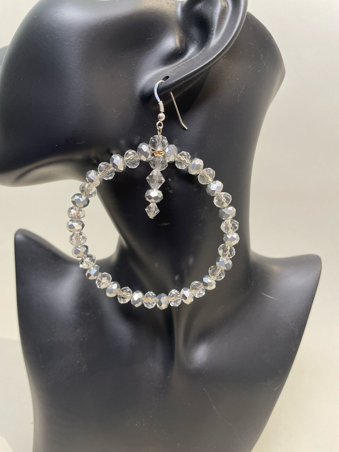 Swarovski Crystal And Clear Quartz Beads Hooped Earrings