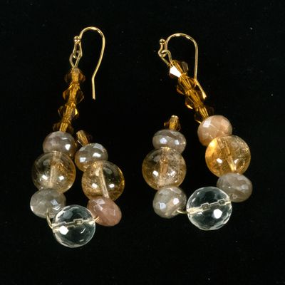 Quartz, citrine and topaz bead loop earrings
