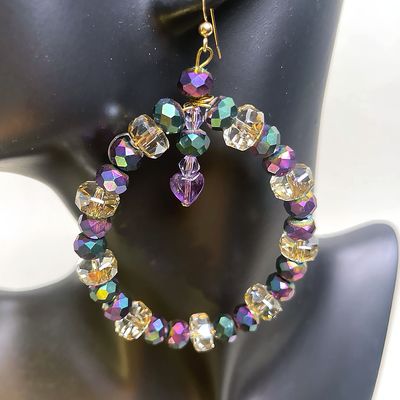 Earrings-amethyst, Swarovski Crystals