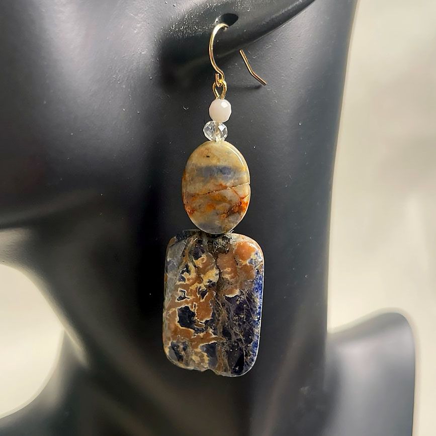 Earrings-sodalite